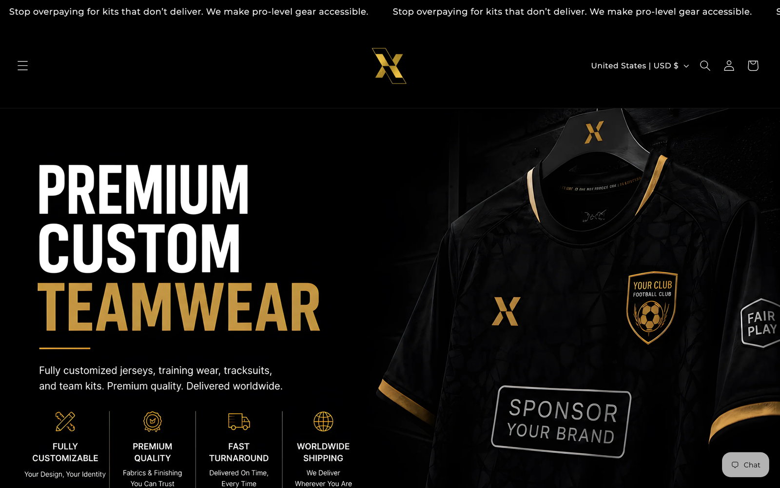 X2 Sports Realm Shopify storefront hero
